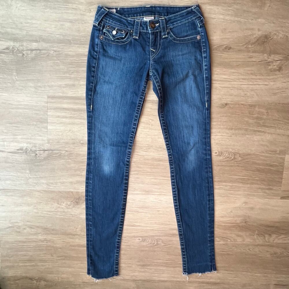 VTG True Religion Sample Skinny Jeans Blue Denim Y2K Size 26 (Fits 27)